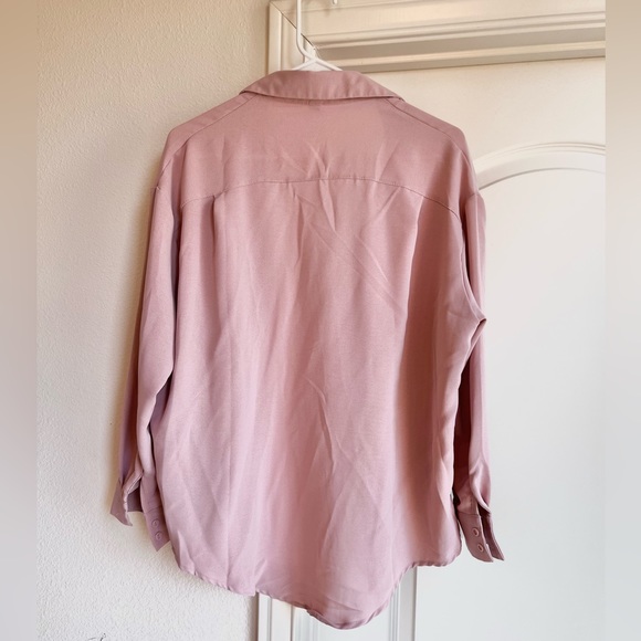 FLOWY PINK MAUVE BLOUSE DRESS SHIRT - Picture 4 of 4